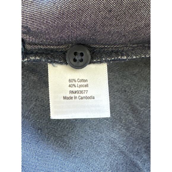 A.N.A. Denim Patchwork Button Up Shirt M Color Blocked Denim on Denim Trend - Picture 9 of 13